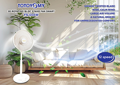3D Rotating BLDC Stand Fan Smart FS-D35W